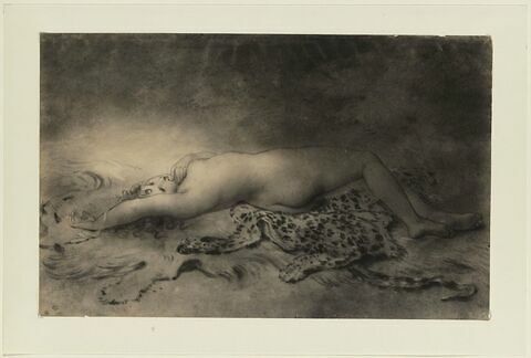 Jeune fille nue, couchée sur une peau de bête