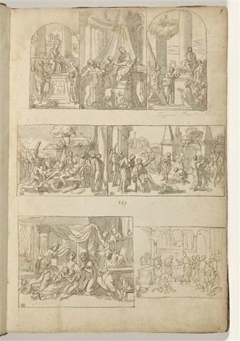 Sept 'compositions encadrées' : trois sujets de Vierge à l'Enfant entourée.., image 1/2