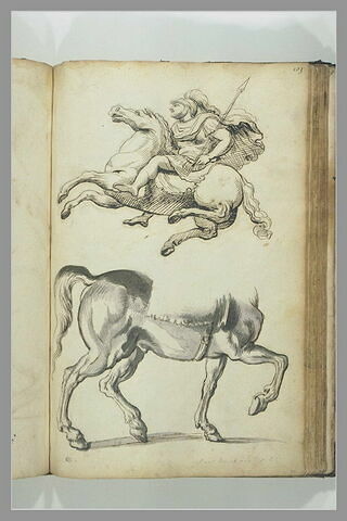Cavalier en cuirasse de profil à gauche ; cheval de profil à droite, image 2/2
