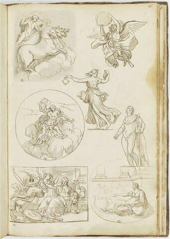 'Compositions encadrées' et études de figures : de haut en bas, Apollon..., image 1/2