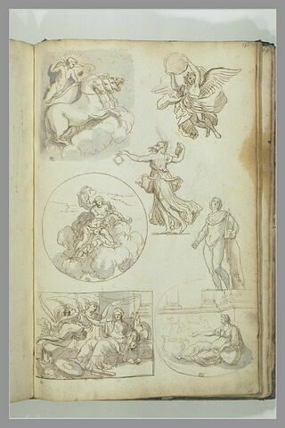 'Compositions encadrées' et études de figures : de haut en bas, Apollon..., image 2/2