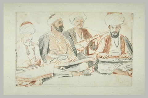 Quatre musiciens turcs accroupis, image 1/1