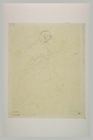 Croquis d'une femme tenant une mandoline (?), image 1/1