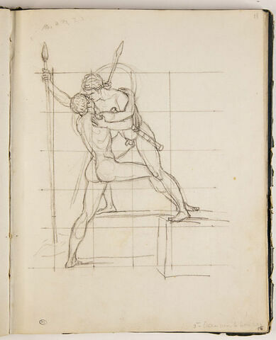 Etude pour 'Léonidas aux Thermopyles', et annotation manuscrite, image 1/2