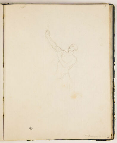 Homme nu, étude pour 'Léonidas aux Thermopyles', et annotation manuscrite, image 1/2