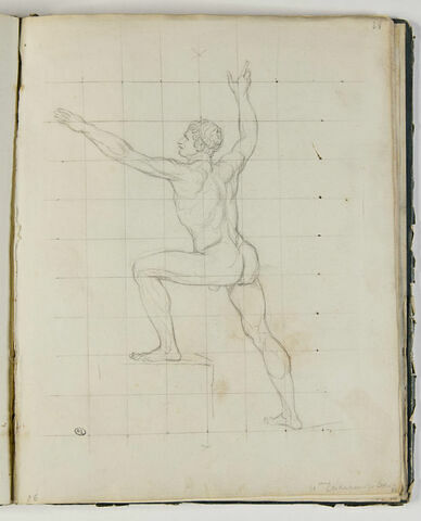 Homme nu, un pied sur un degré, étude pour 'Léonidas aux Thermopyles'