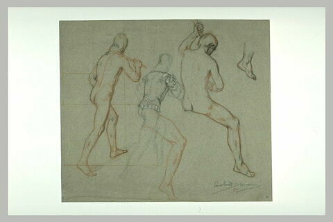 Trois études d'homme nu, l'un portant un justaucorps du XVIè siècle, image 1/1