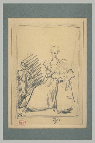 Etude pour un portrait de femme assise avec ses deux enfants, image 1/1