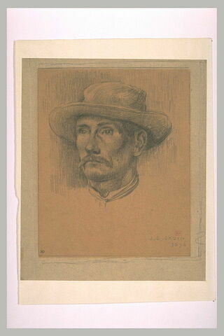 Tête d'homme, de trois quarts à gauche, portant une moustache, image 2/2