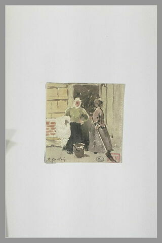Deux femmes devant une porte, image 1/1