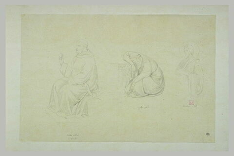 Figure assise bénissant ; homme endormi ; saint de profil, image 1/1
