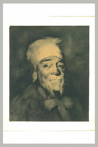 Vieillard en buste, vu de face, coiffé d'un bonnet blanc, image 1/1