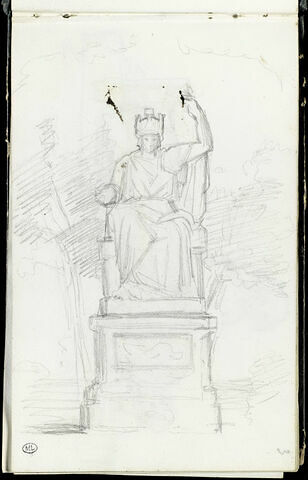 Etude pour un monument avec une figure assise, image 1/2