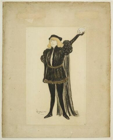 Portrait-charge de Sarah Bernhardt dans 'Hamlet', image 1/2