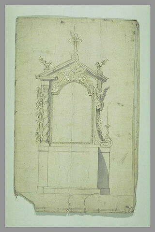 Projet de maître-autel, avec une colonne torse, et surmonté d'une croix, image 1/1