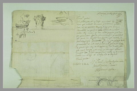 Architecture ; lettre manuscrite ; croquis, image 1/1