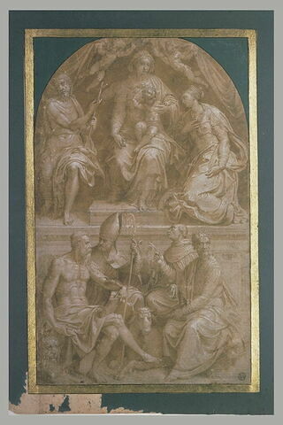 Vierge à l'Enfant sur un trône, entourée de six saints