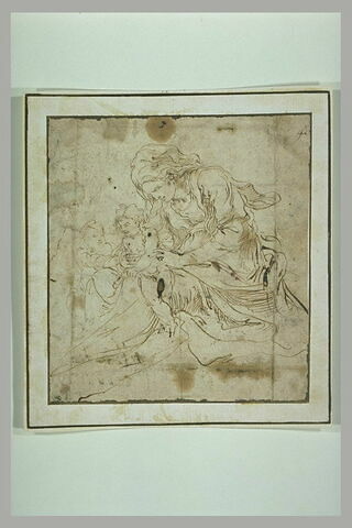 La Vierge assise tenant l'Enfant Jésus, et le petit saint Jean, image 1/1
