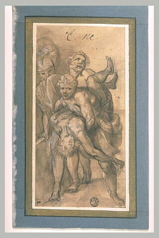 Deux hommes accompagnés de Francus portant le cadavre d'un de ses compagnons, image 2/2