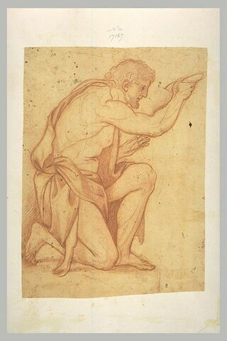 Homme à demi nu, agenouillé : Saint Jean-Baptiste, image 1/1