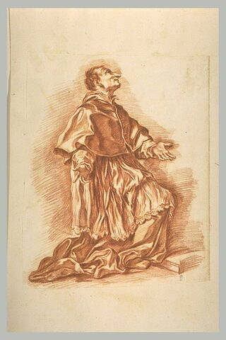 Prêtre à genoux, regardant au ciel : Saint Charles Borromée, image 1/1