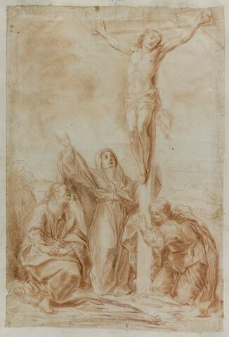Le Christ sur la Croix pleuré par la Vierge, saint et sainte Madeleine, image 1/2
