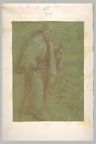 Saint pélerin, tenant un lys