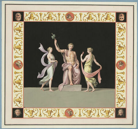 Deux bacchantes dansant devant Dionysos