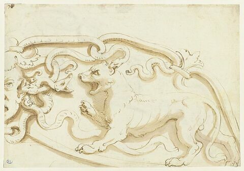Etude de frise animalière (lion et serpents), image 1/2