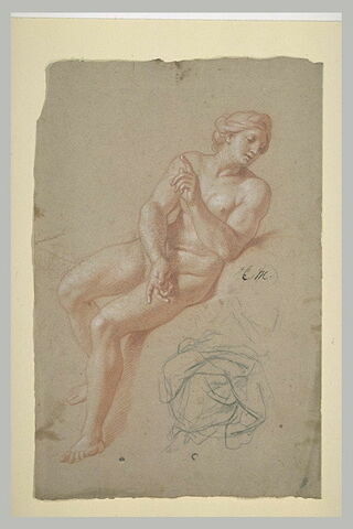 Femme nue, assise : la Prévoyance ; draperie, image 1/1