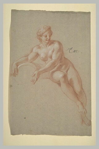 Femme nue, assise, tenant une corne d'abondance, image 1/1