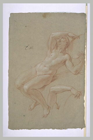 Femme nue, un bras levé, tenant un bouclier, image 1/1