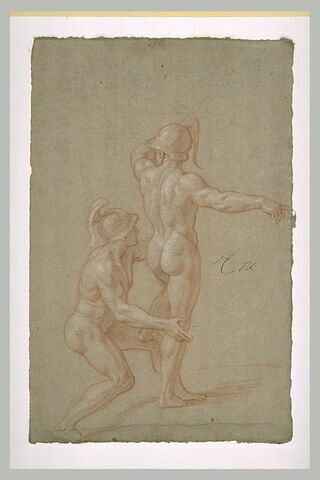 Deux hommes nus, casqués