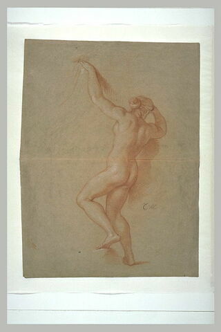 Femme nue, vue de dos, le bras gauche levé, image 1/1