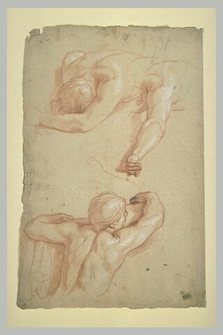 Deux hommes nus, à mi-corps ; bras gauche, image 1/1