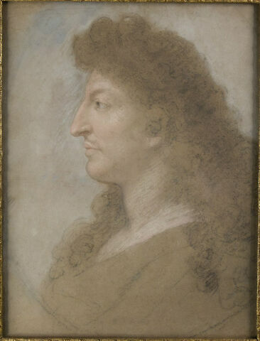 Portrait de Louis XIV, le cou nu et portant de longs cheveux, image 1/4