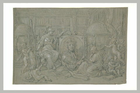 Portrait allégorique de Louis XIV protecteur des sciences, des lettres et des arts, image 1/1