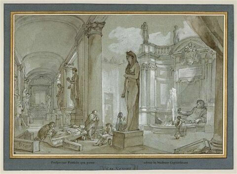 Artistes dessinant dans la cour intérieure du Musée du Capitole à Rome