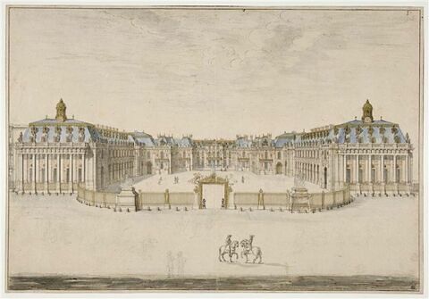 Vue du château de Versailles depuis l'avant-cour, image 1/3