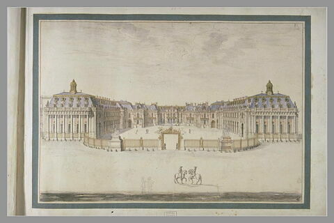 Vue du château de Versailles depuis l'avant-cour, image 2/3