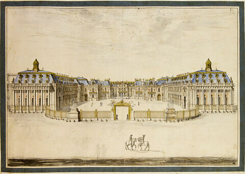 Vue du château de Versailles depuis l'avant-cour, image 3/3