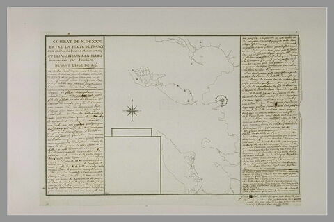 Carte explicative non terminée, avec texte historique manuscrit