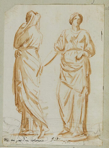 Deux femmes drapées et debout