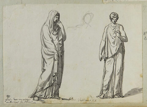 Deux figures de femmes debout et drapées à l'antique, image 1/2