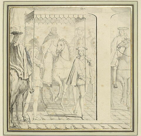 La lettre L inversée dans une scène du Sacre de Louis XV
