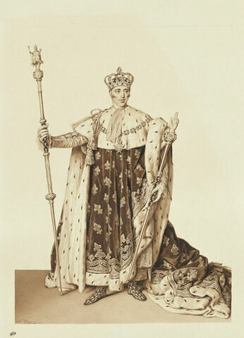 Le sacre de Charles X : le roi revêtu du costume royal