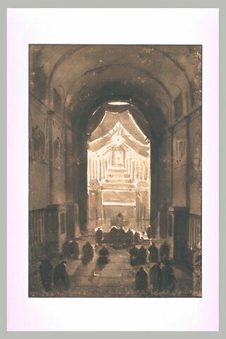 Intérieur de l'église des Capucins, le soir, pendant les quarante heures, image 2/2