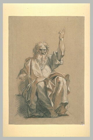 Un apôtre ou docteur de la Loi assis, de face, le bras gauche levé, image 1/1