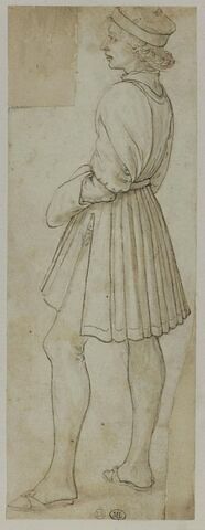 Jeune homme habillé à la florentine, debout, de profil vers la gauche