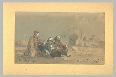 Deux musiciens assis par terre, au Caire, image 1/1